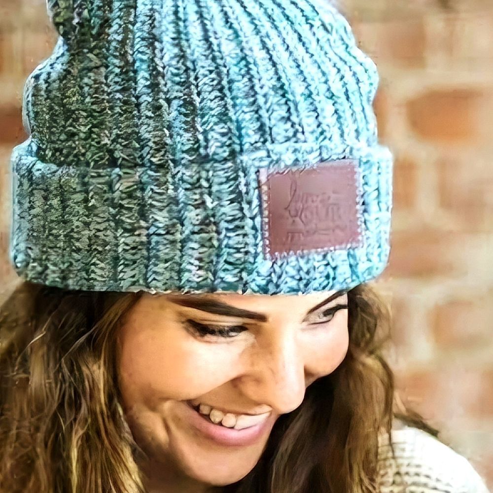 Love Your Melon Green Speckled Cotton Knit Beanie